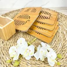 Kit 4 Peças Suporte Porta Copo Organizador Bambu ou PVC Multiuso Decorativo