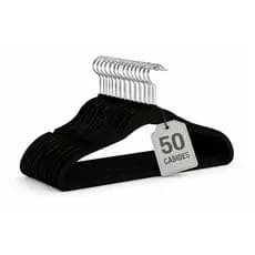 Kit Cabides De Veludo 50 Uni Slim Gancho Giratório Preto