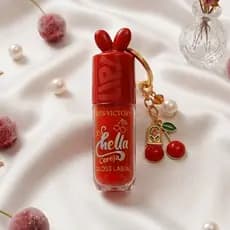 Gloss Labial Cereja Chaveiro Cherry Brilho Hidratante Vermelho Com Cheiro
