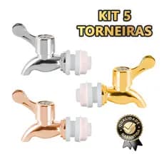 Kit 5 Torneira Suqueira Reposição Design Universal Padrão Fácil Instalação Filtro Dispenser Luxo Abs