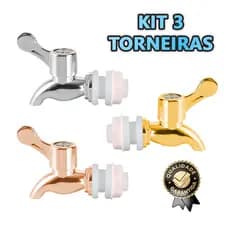 Kit 3 Torneira Suqueira Reposição Design Universal Padrão Fácil Instalação Filtro Dispenser Luxo Abs