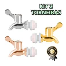 Kit 2 Torneira Suqueira Reposição Design Universal Padrão Fácil Instalação Filtro Dispenser Luxo Abs