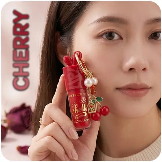 Gloss Labial Cereja Cherry Vermelho Chaveiro Brilho Hidratante Cheiro