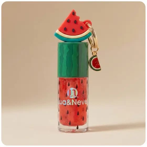 Gloss Labial Melancia com Chaveiro Fofo Lip Oil Brilho Hidratante Cheiro Infantil Adulto