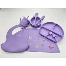 kit 9 peças talheres Bebê silicone infantil - SC508