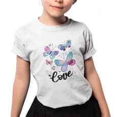 Blusa Infantil Feminina Camiseta Menina T-shirt Algodão 2 ao 16 Qualidade Premium Love Borboleta