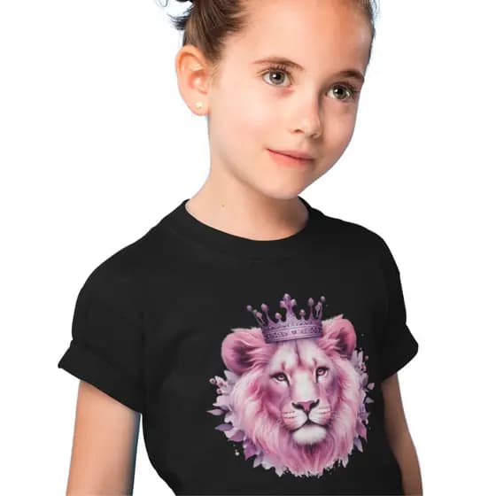 Camiseta Feminina Leão Blusa Infantil 2 ao 16 Criança Adolescente Estilosa Tendencia