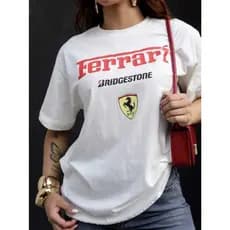Camiseta T-shirt Unissex Ferrari Formula 1 Estilosa F1 Bridgestone Camisa Blusa Tshirt Estampada
