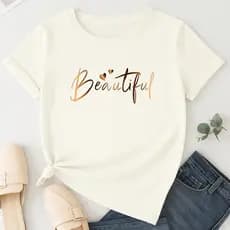 Blusa T-shirt Feminina Beautiful Linda Estilosa Blogueira Camiseta Minimalista Tendencia Virginia
