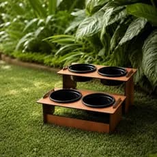 Tigela Comedouro Bebedouro Elevado Kit 2 Unidades em MDF Suspenso Para Pets Gato Cachorro Para Agua e Raçao