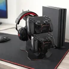 Suporte Organizador de Mesa para Controles e Fone Ps e Xbox MDF - 22,5x15x23cm Praticidade