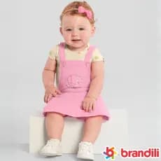 Conjunto Body e Vestido bebê menina  estampa de conchinha Brandili Original Baby