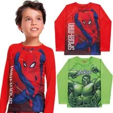 Camisa UV infantil Camiseta Com Proteção Solar UV  Termica -  Masculino Menino - Bebe Homem Aranha Hu