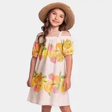 Vestido Infantil Feminino Ciganinha Frutas FAKINI