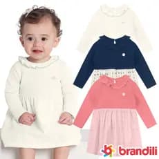 Vestido Bebe Inverno Menina Malha Tricot e Tricoline Havana Mundi