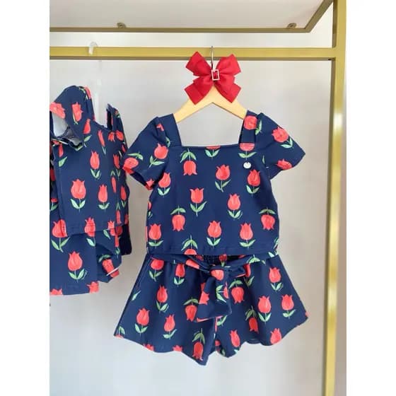 Conjunto infantil menina florido Mundi