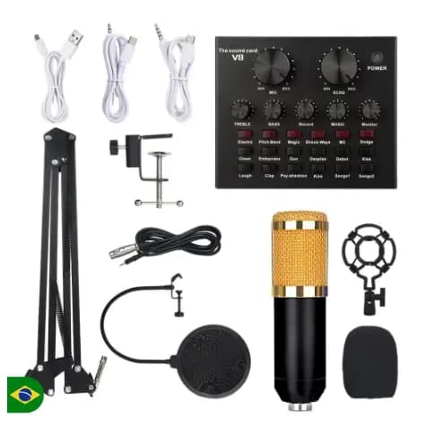 Bm800 kit microfone com v8 placa de som microfone profissional estúdio GA121 -BUSCABUSCABR