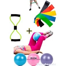 Bola 25 cm Suiça Pilates Pequena + Cross Tube + Kit Mini Band Fisioterapia Overball Thera Yoga -Buscabuscabr