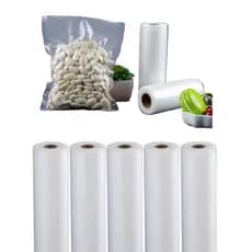 Kit C/1/2/3/4/5 Rolos Saco 25cmX5m Embalagem Ranhuras P/Seladora A Vácuo -BUSCABUSCABR