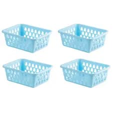 Kit 4 Cestos Plástico Pequeno Cozinha Gaveta Versátil Organizador