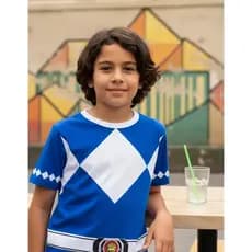 Camiseta Power Infantil Rangers Traje Serie Tecido Premium Uniforme -Camisa Cosplay Geek 2 a 14 anos