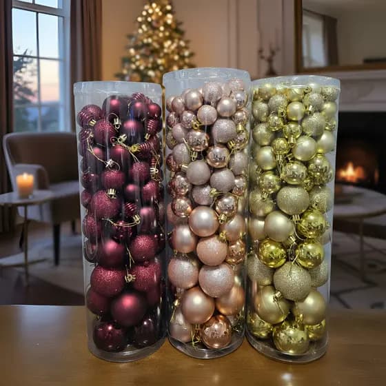Kit 100 Bolas Arvore Natal Glitter Brilhante Fosca Cor Aleatória