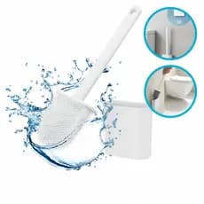 Escova Sanitária de Silicone com Base para Banheiro Branca limpeza diária para Vaso Sanitário