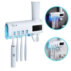 Suporte Porta Escova Dentes Dipenser Pasta Esterelizador Uv Cor Branco