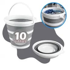 Balde Dobrável Retrátil Silicone Limpeza Sanfonado com Alça 10 litros Multiuso Cozinha