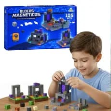 Blocos Magnéticos Construção Criativa | Brinquedo Educativo 105 Peças