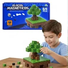 Blocos Magnéticos Construção Criativa | Brinquedo Educativo 64 Peças