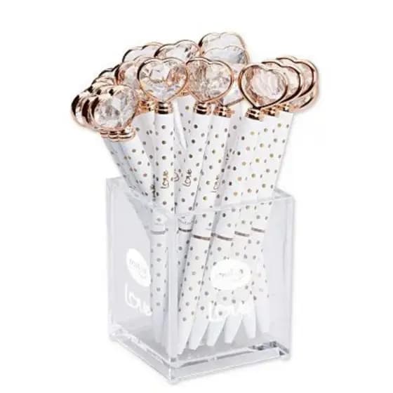 Caneta esferográfica coração de diamante poá - Molin