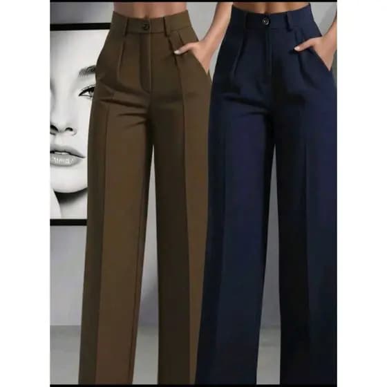 Calça Alfaiataria Feminina Pantalona Wide Leg Cintura Alta Social Elegante Moda Tendência 2026