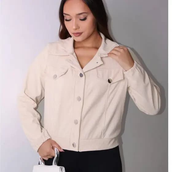 Jaqueta Feminina Cotelê Veludo Premium Casaco Casual Elegante Outono/Inverno