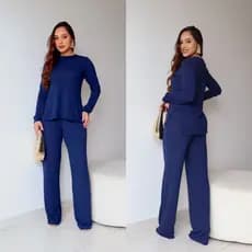 Conjunto femenino Lãnzinha com Calça pantalona e Blusa Manga Longa comfortable