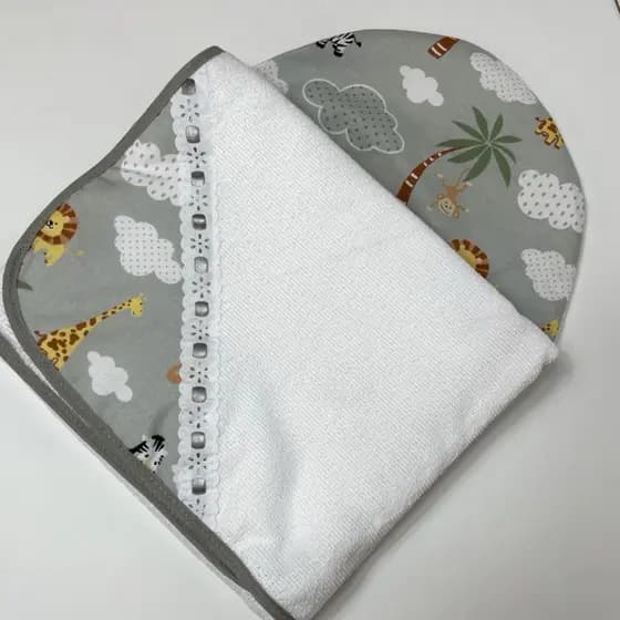 Toalha De Banho Bebê Com Capuz 100% Algodão