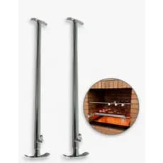 Kit 2 Suportes Aço Churrasqueira Grelhas Espetos 50 A 80 Cm