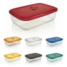 Pote Hermético Com Botão de Sucção de Ar 1000ml Helsim - Vermelho