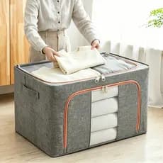 24L/66L/100L Caixa Organizadora Grande Com Zíper à Prova De Poeira E Insetos Com Visor Visível Ideal Para Guardar Roupas