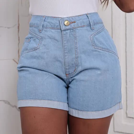 Shorts Jeans Feminino 100% Algodão