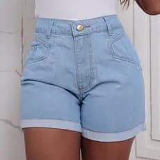 Shorts Jeans Feminino 100% Algodão