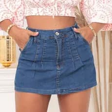 Shorts Saia Jeans com Elastano Short Saia Shorts com Elastano