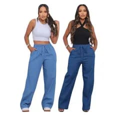 Kit 2 Calças Pantalona Jeans