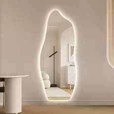 Espelhos Orgânico LED de Salão 110cm x 50cm com Iluminação para Decoração de Parede de Corpo Inteiro Instalação Simples