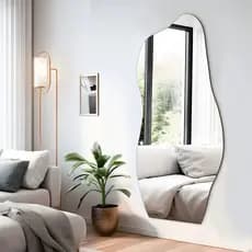 Espelho Orgânico 110x50 Grande Corpo Inteiro Moderno Lapidado Com Suporte