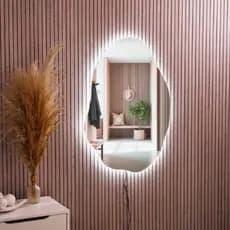 Espelho Orgânico com LED FRIO E QUENTE + FONTE Decorativo 80X50CM