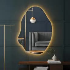 Espelho Grande De Parede Com Led Orgânico 90x60 Banheiro Sala Quarto Luz Quente E Fria