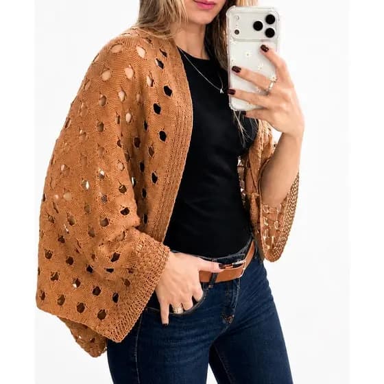 CAPA KIMONO FURAO INVERNO TRICOT ELEGANTE ÚNICO - PLUS SIZE