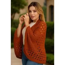 Colete Casaco Kimono Capa Blusa Inverno Delicado Inverno Frio TRICOT TAMANHO ÚNICO - PLUS SIZE