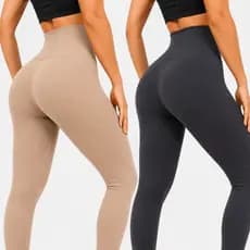 Kit 2 Calças Legging Canelada Premium Cintura Alta Sem Costura Feminina